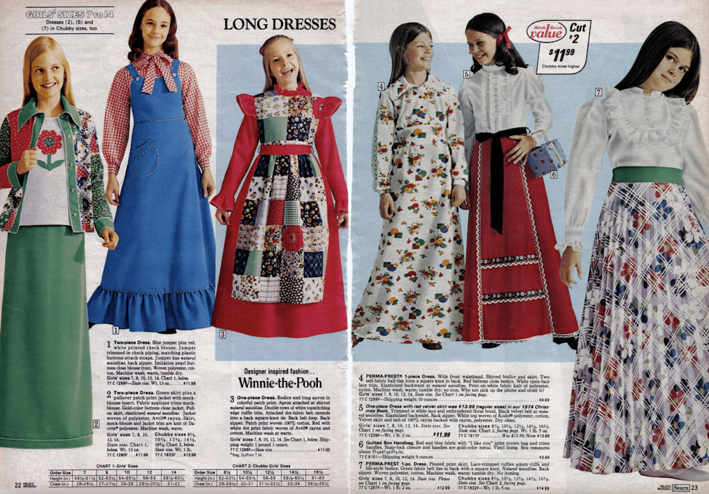 Vintage Sears Wish Book 1970s girls' dresses — nostalgic childhood fashion only ’70s kids will remember