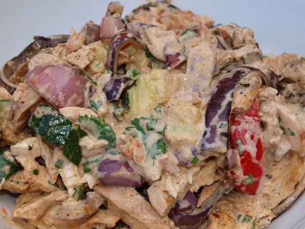 Firecracker chicken tossed with dressing