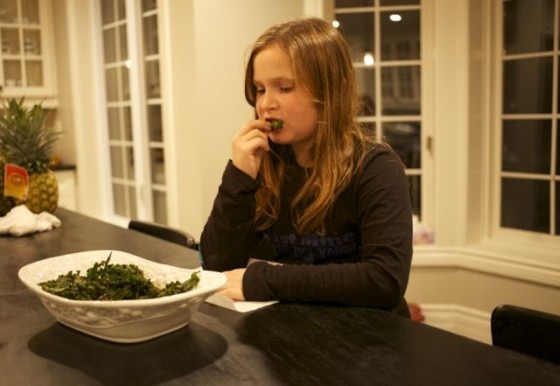 enjoying kale chips