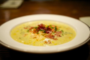 lobster and corn chowder with bacon