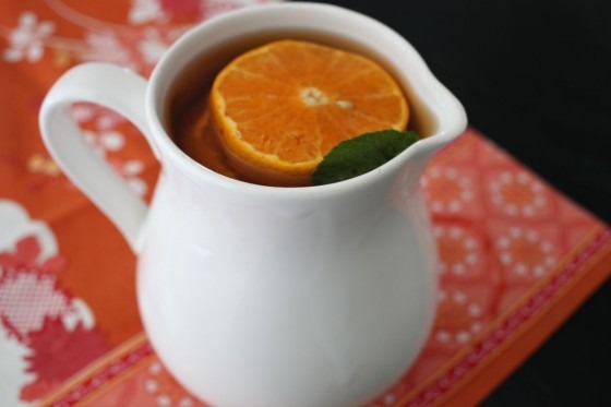 tangerine green tea in pitcher