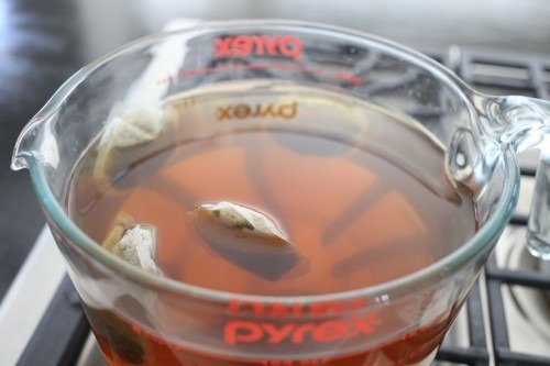 tangerine green tea steeping