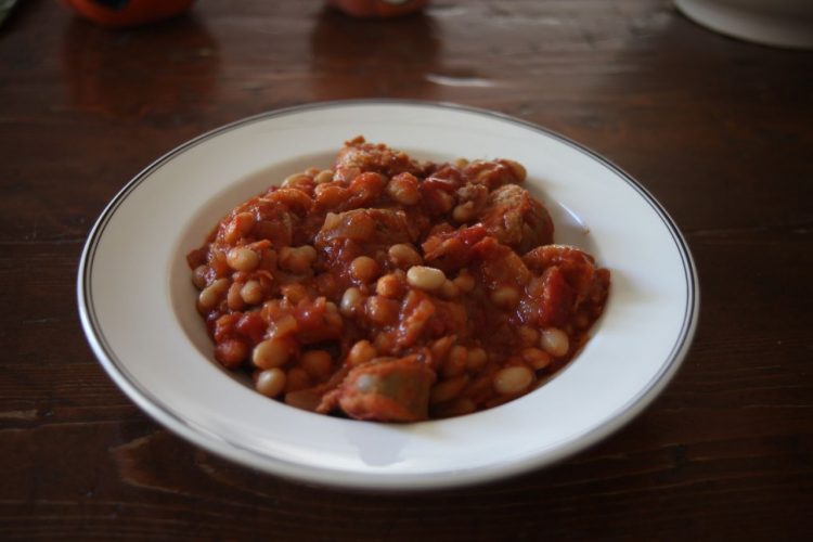 white bean sausage stew