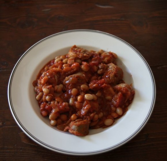 white bean sausage stew