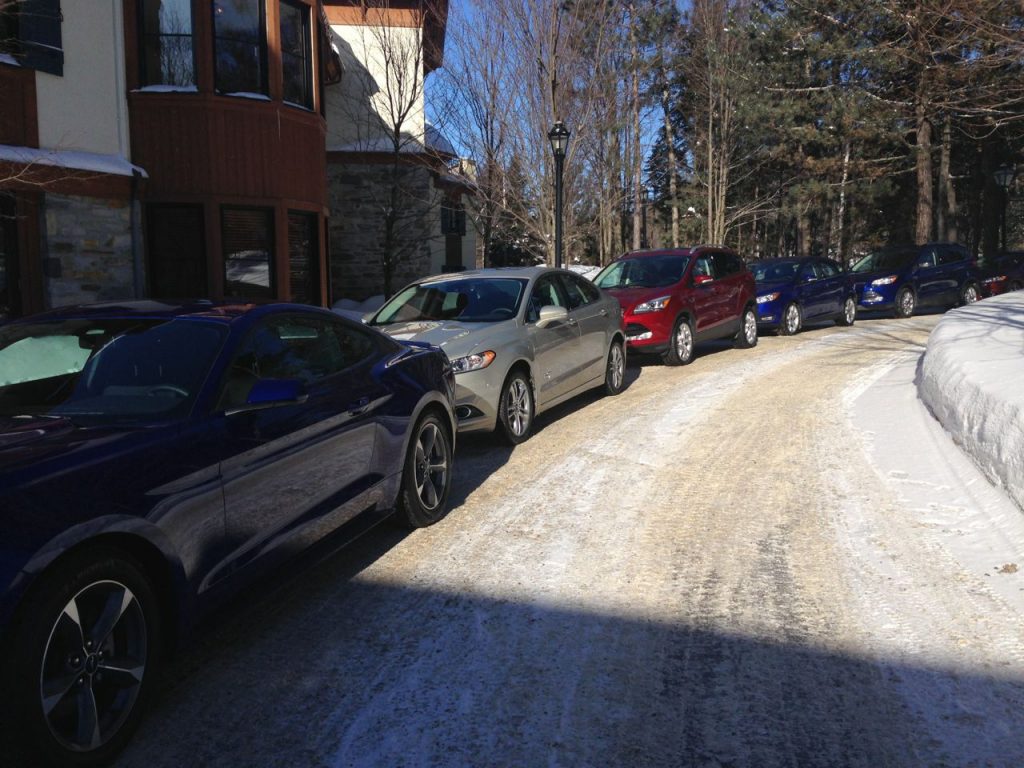 Time is a luxury, 2015 Ford cars lined up, Mont Tremblant, Hotel Quintessence