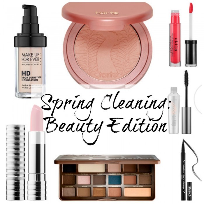 Spring Cleaning Beauty Edition, lipstick, mascara, eyeshadow, foundation