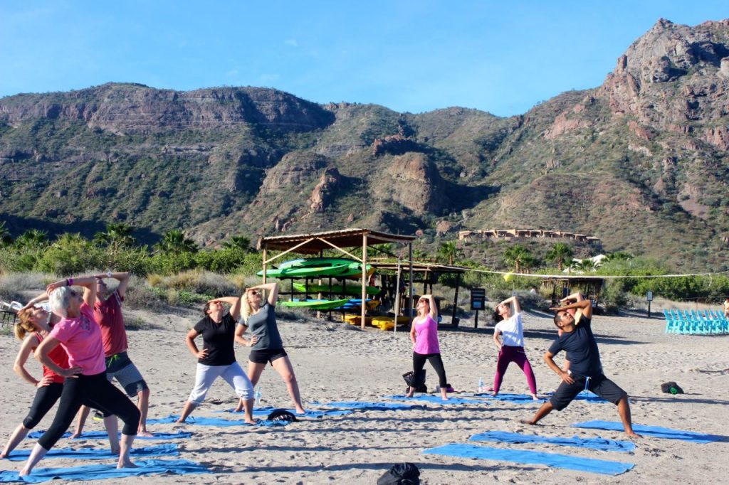 Villa Del Palmar, yoga on the beach