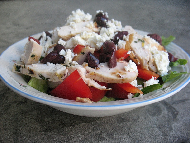 Greek Chicken Salad, salad in a bowl