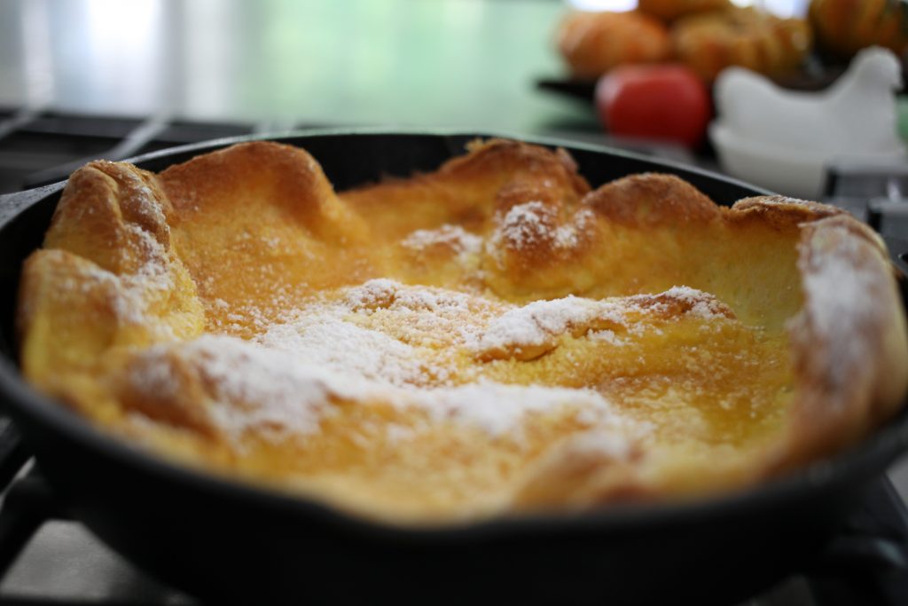 Dutch baby in a cast iron skillet
