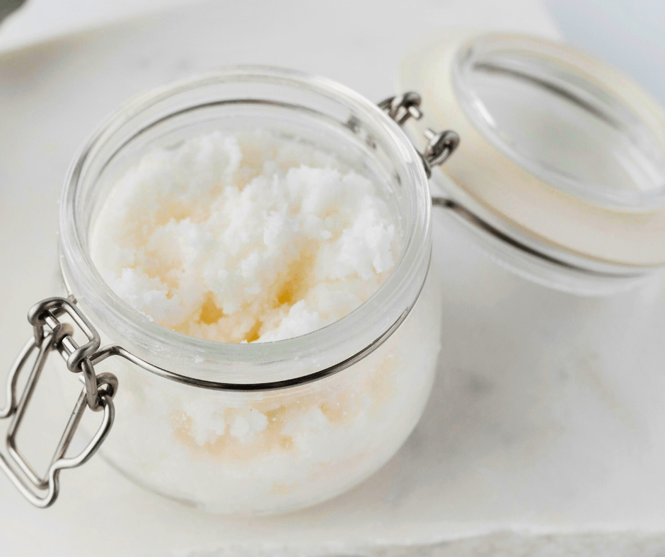 lavender lemon body butter in a vintage jar