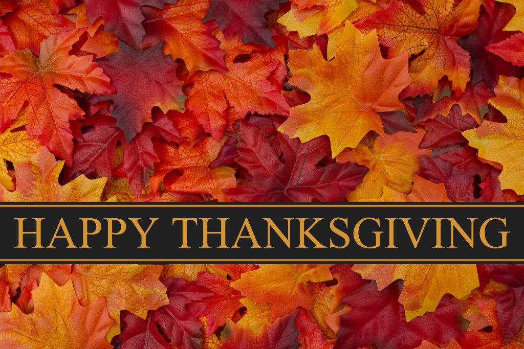 Happy Thanksgiving Autumn leaves Fall (Happy Thanksgiving Greeting, Fall Leaves Background and text Happy Thanksgiving)