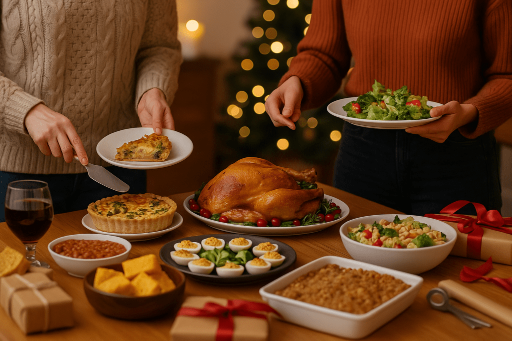 Have a potluck to reduce costs over the holidays