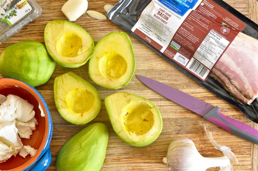 bacon wrapped goat cheese avocado appetizer