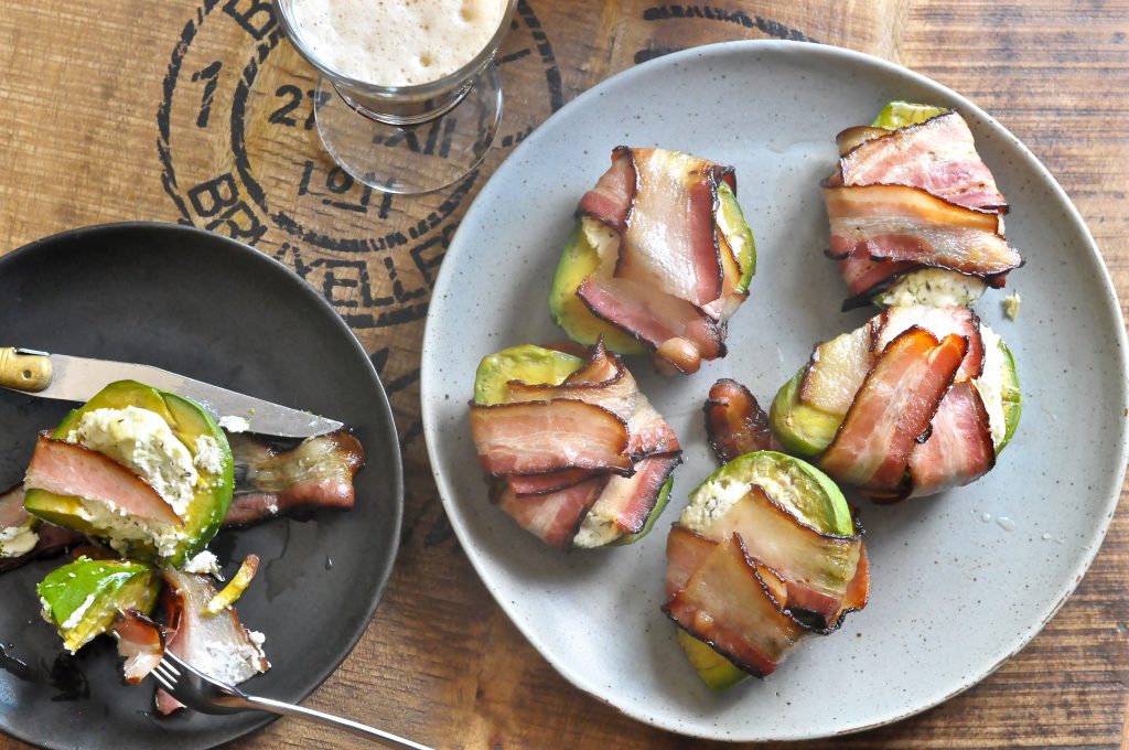 bacon wrapped goat cheese avocado appetizer