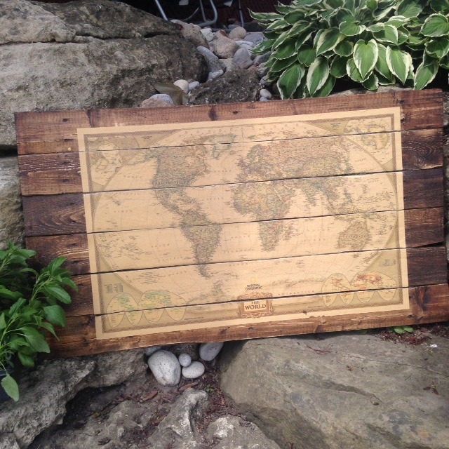 I'm not about to tell you that there's isn't planning and commitment necessary to make the vintage map on wood project, but the results will be worth it. And the steps are simple to follow Finished 2