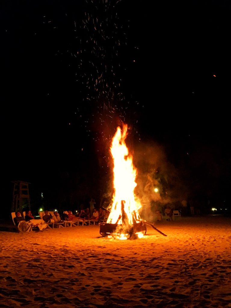 Couples Swept Away Negril, bonfire on the beach, evening activities