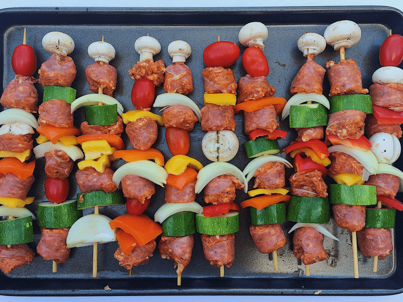 whiskey sausage kabobs