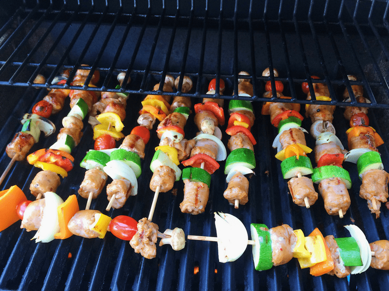 sausage kabobs on the bbq