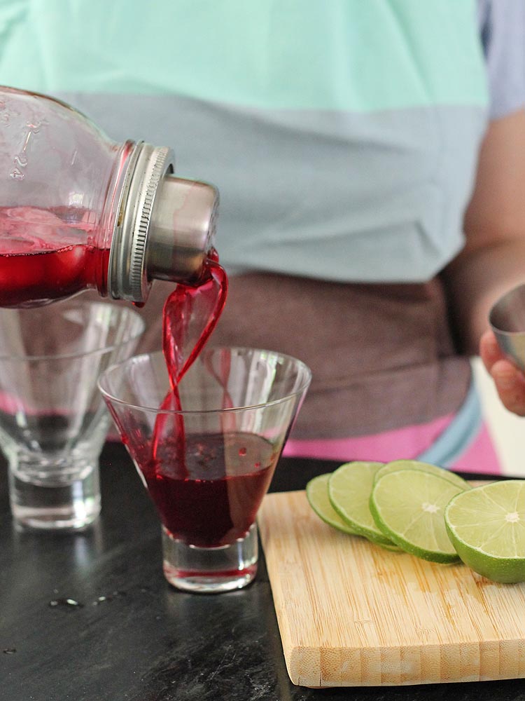 hibiscus margaritas, shaken