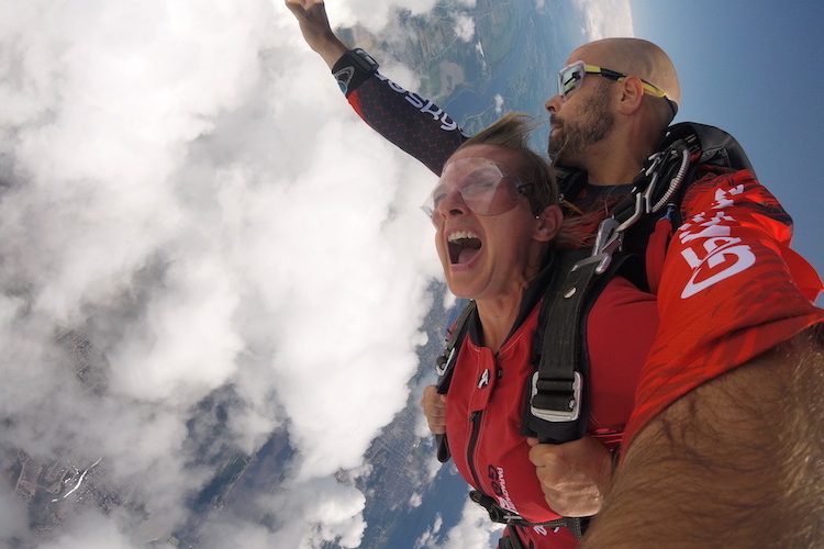 jumping out of a plane can cause happiness