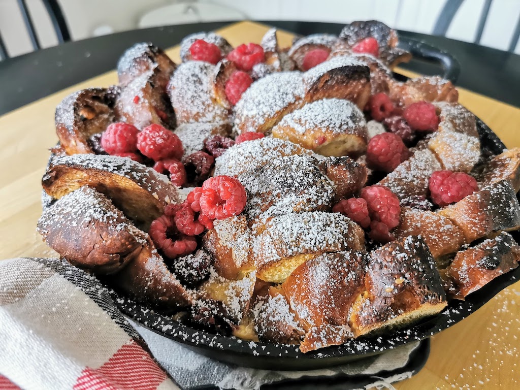 Overnight Raspberry Skillet French Toast