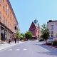 Historic Mill Street in Almonte, Ontario with the Old Post Office clock tower in the background.