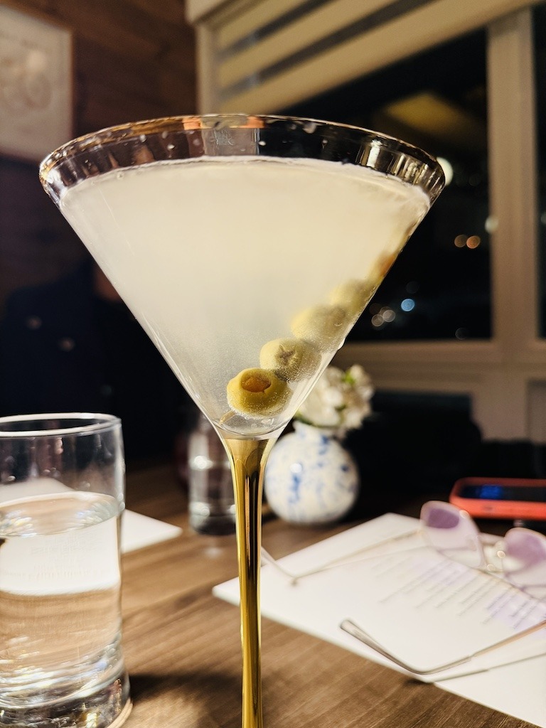 Dirty martini with olives at Evermore Charcuterie in Fort Erie