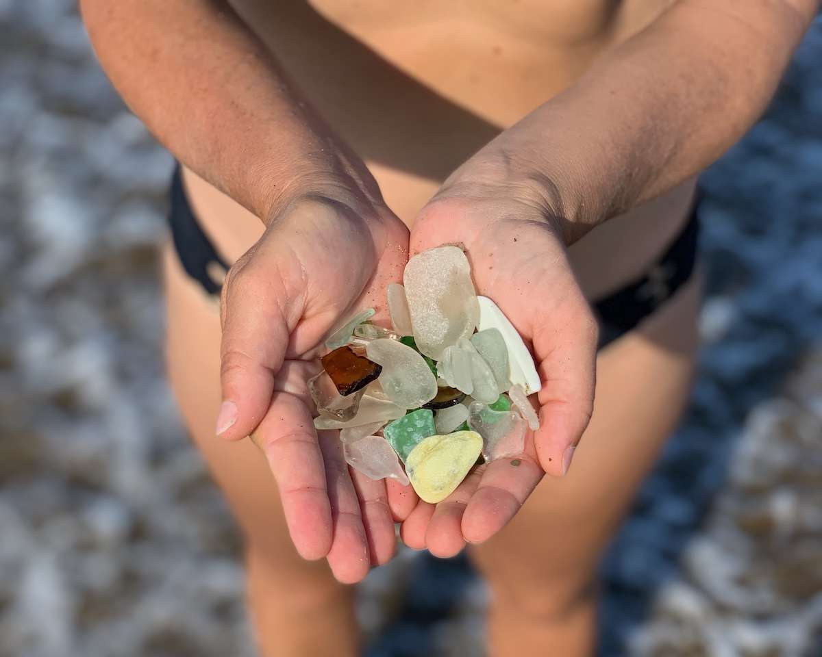Sea glass haul from Florence Beach, Cape Breton